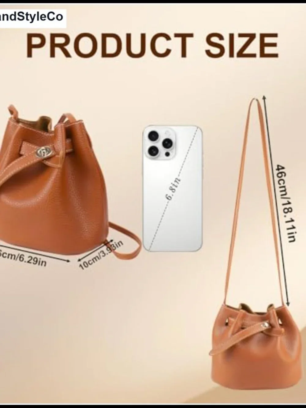Small Leather Bucket Crossbody Purse Ladies Hobo Bag Adjustable Strap
